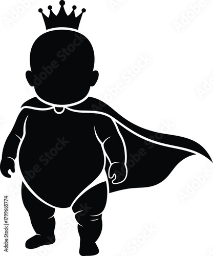 Baby King Silhouette with Crown and Cape.