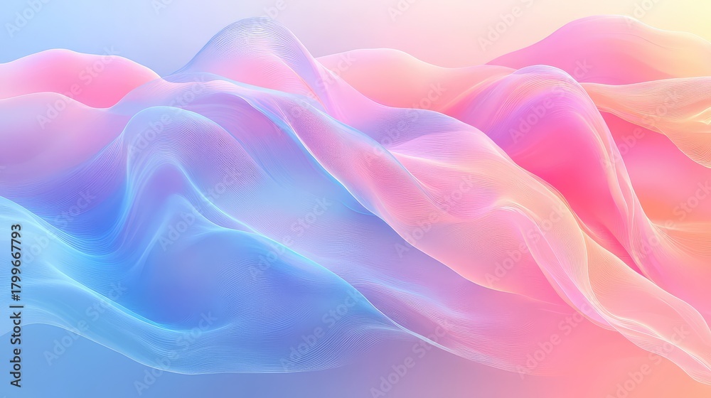 Fototapeta premium Abstract pastel wavy flowing gradient digital mesh background