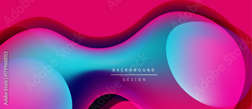 Abstract fluid shapes, vibrant pinks, blues blend. Modern design, smooth gradients create dynamic visual impact. Background element.