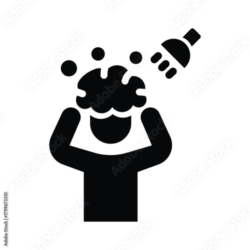 hair washing glyph icon illustration vector graphic.eps
