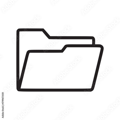 A simple black outline of a file folder icon on a white background in a minimalist style design