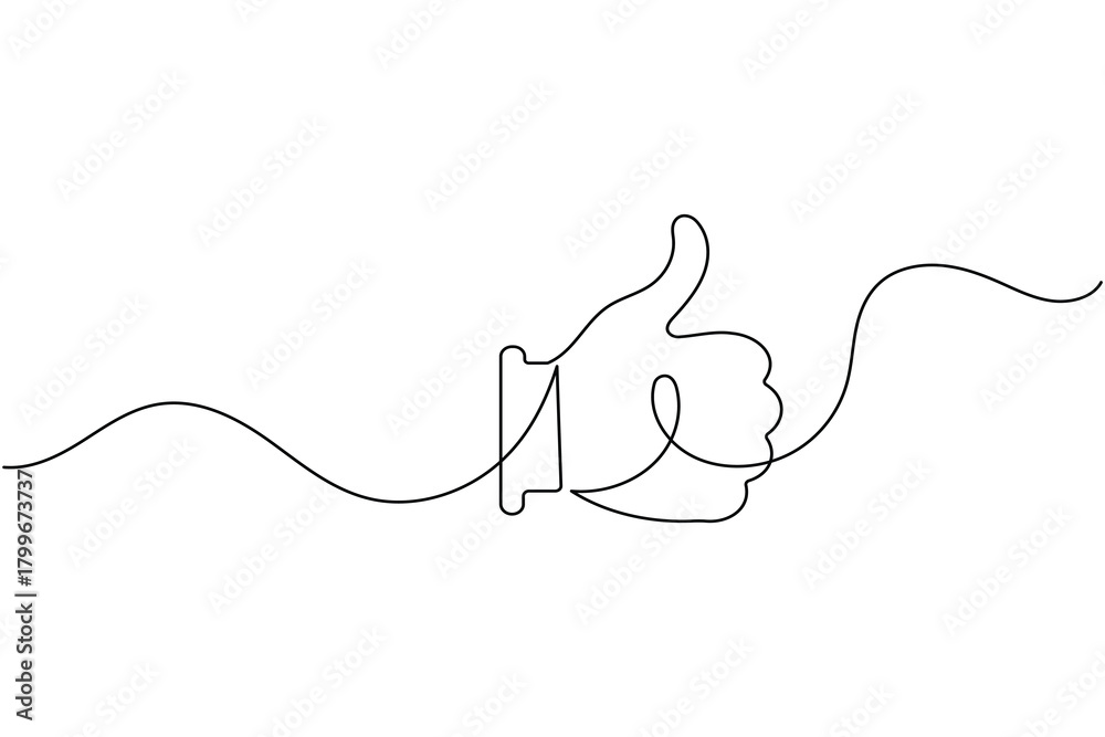 Fototapeta premium Hand thumbs up continuous line drawing of like hand minimalist outline style