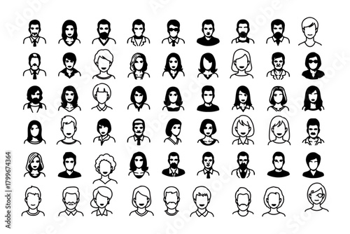  Man, woman portrait, male and female heads. Social media anonymous user profile icon,