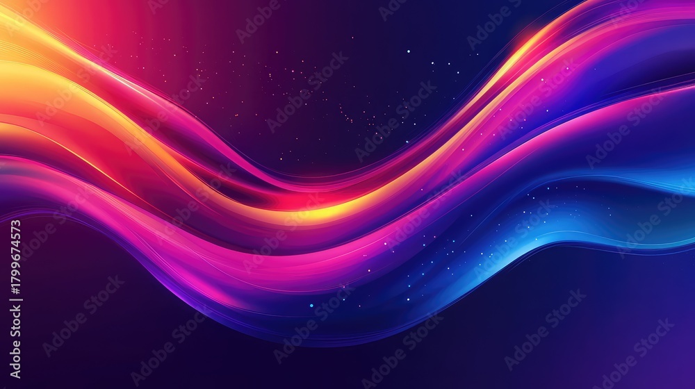 Obraz premium Vibrant energy waves flowing with neon colors and glowing particles