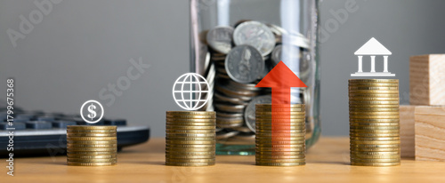 Schilderij op canvas Stock market or forex trading graph and candlestick chart suitable for financial investment concept