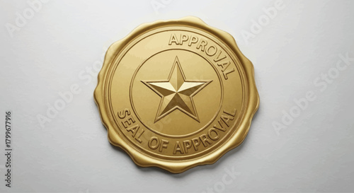 Golden seal of approval with star a symbol of quality and trust business and product endorsements