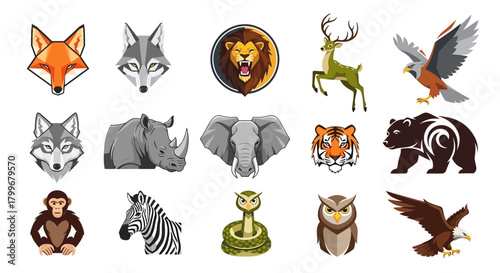 Pixel art animal illustrations featuring various wildlife, including mammals, birds, reptiles