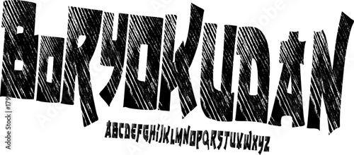 Boryokudan Scratch Display Font – Rough Textured Alphabet untuk Edgy Poster, Urban Branding, dan Bold Typography Designs