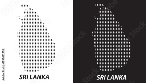 Sri Lanka Dotted Map, Halftone Style Modern Digital Outline of Sri Lankan Island Vector EPS