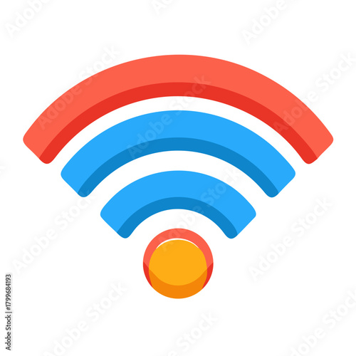 Wireless Wi-Fi network icon and 3D RSS feed button symbol vector illustration for web communication technology and internet news design