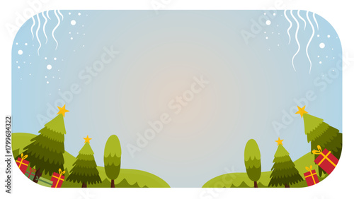 peaceful christmas landscape with decorated trees and gentle snowfall