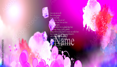 Abstract Colorful Celebration of Life with Floating Cubes and Vibrant Swirls of Light