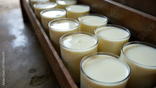 Wallpaper Mural A wooden tray filled with glasses of milk Torontodigital.ca