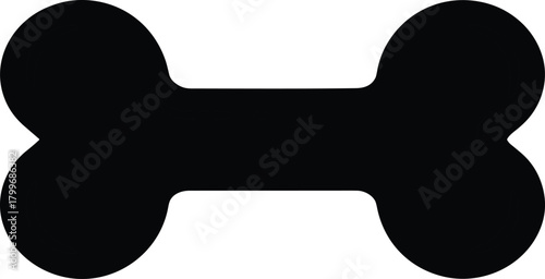 Black bone shape silhouette on white background dog bone