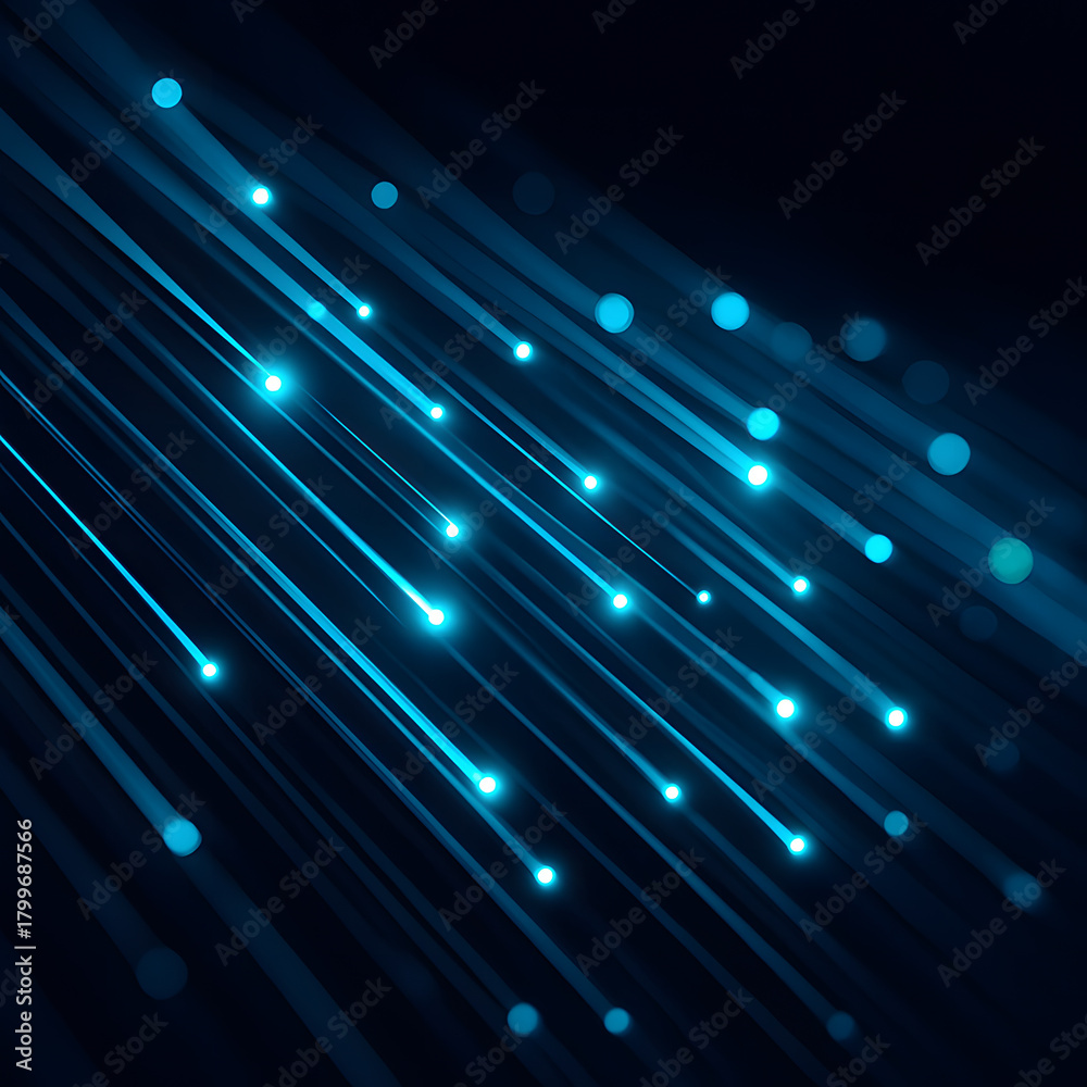 Obraz premium Futuristic Fiber Optic Light Streams | Cyber Data Flow Background