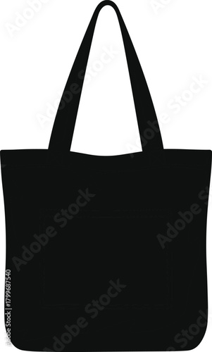 Black tote bag silhouette with curved handles handbag