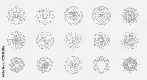 Harmonious collection of spiritual symbols and sacred geometry designs, ideal for modern wellness brands and mindful lifestyle content creation