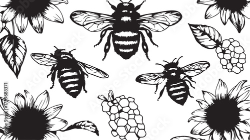 Black vector silhouette collection of insects like a butterfly, ant, spider, bee, mosquito, fly, and beetle pattern illustration set