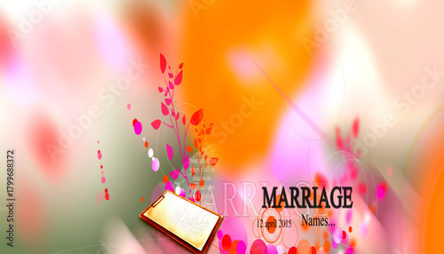 Romantic Marriage Ceremony Card with Abstract Floral Background and Elegant Design Elements