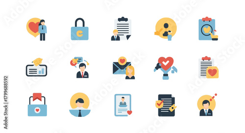 Professional modern icons showcasing business success, trust, and personal growth for innovative projects and presentations