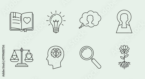 Inspiring icons for personal growth, learning, ideas, balance, and well-being to elevate your projects