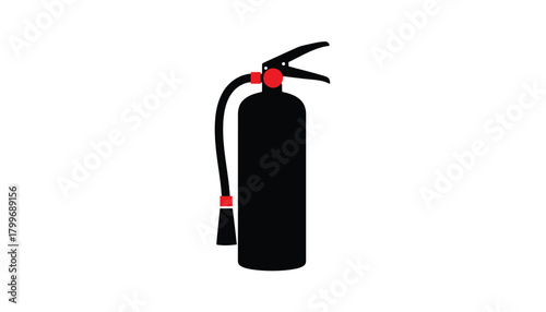 Black fire extinguisher illustration safety equipment emergency situations isolated on white background
