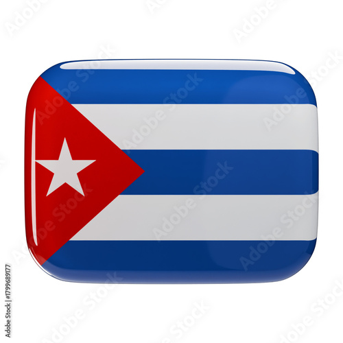 Free Download Glossy 3D Icon of the Cuba Flag, Ideal for Caribbean Travel Apps, Historical/Political Graphics, Geographic Maps, and Cultural Websites. - GFXLoad