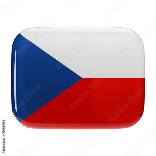 Free Download Glossy 3D Icon of the Czech Republic Flag, Ideal for Central European Travel Apps, EU Business Graphics, and Geo-political Education Content. - GFXLoad