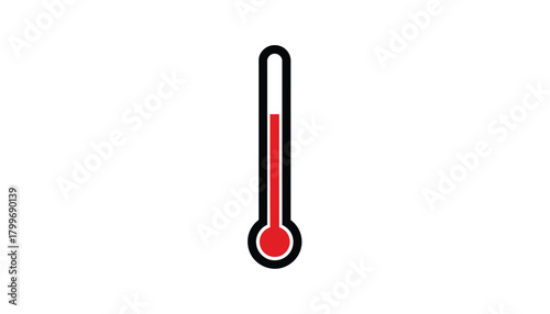 Thermometer icon showing high temperature simple flat illustration weather forecast and climate concepts isolated on white background