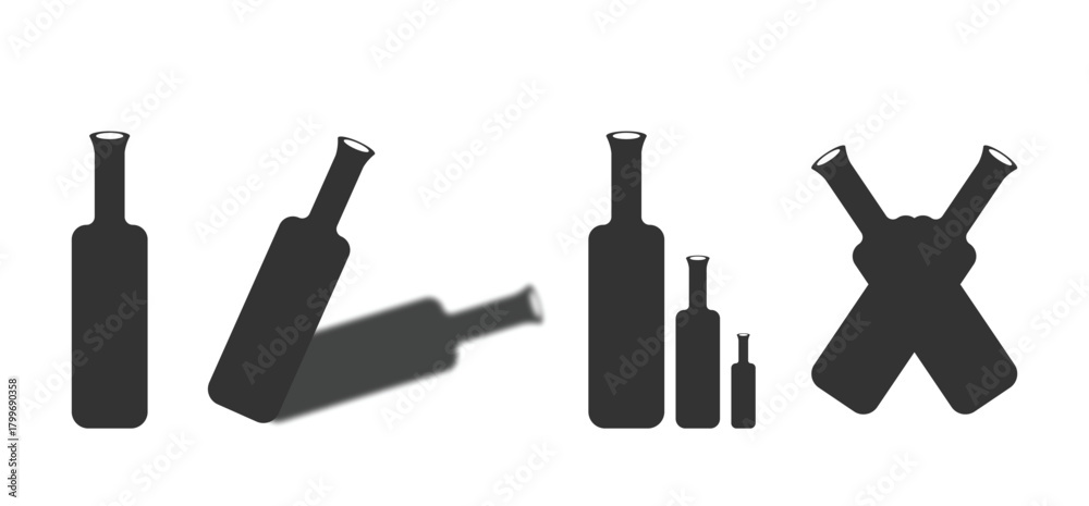 Fototapeta premium Wine Bottle Outline Collection. Modern Bottle Vector Pack for Alcohol, Drinks & Packaging
