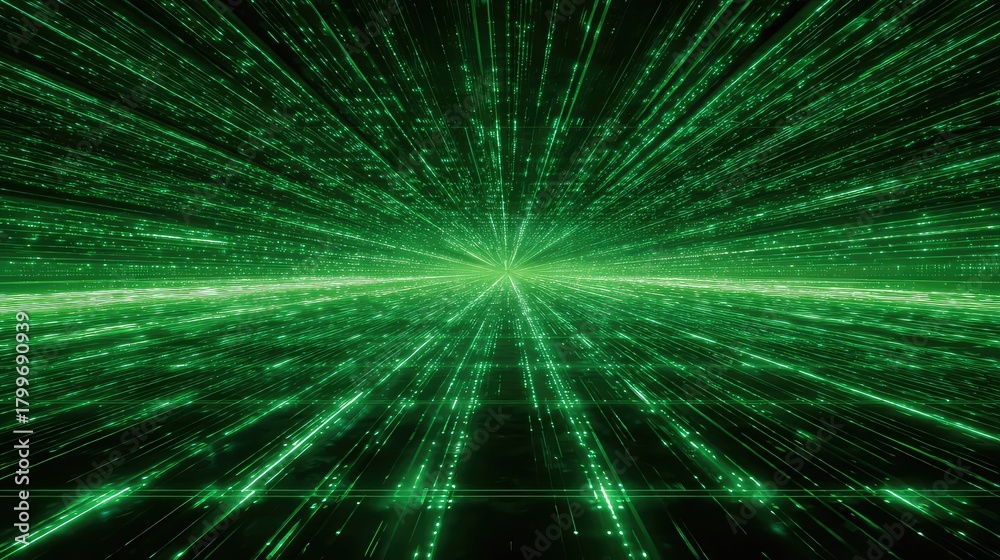 Obraz premium Digital data stream sending information through cyberspace network