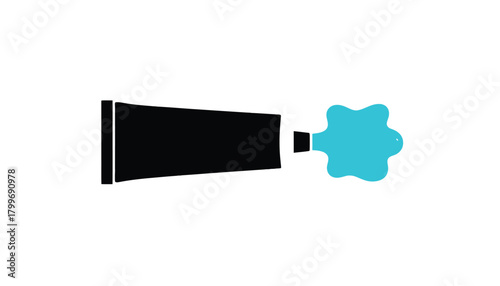 Tube of paint with blue splatter simple illustration creative isolated on white background