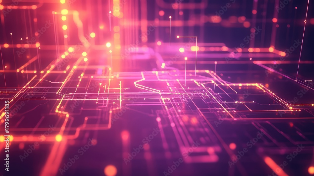 Fototapeta premium Digital circuit board connection generating data technology