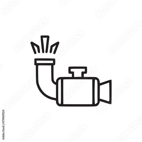 Illustration of a water pump with water spraying out in a minimalist style on a white background