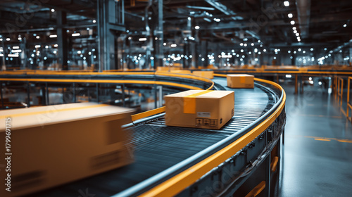 distribution center interior, barcode scanners, shipment tracking