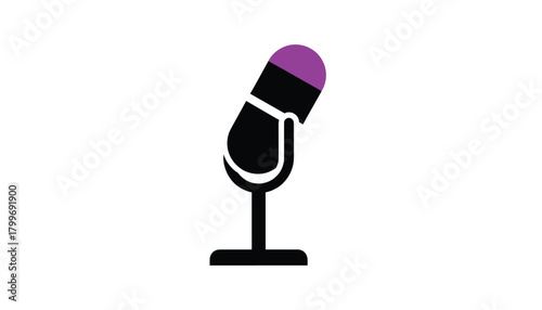 Microphone icon simple flat illustration isolated on white background podcasting and audio recording apps