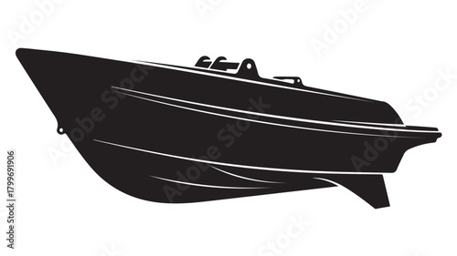 Sleek modern boat silhouette for nautical designs and coastal branding, offering clean lines and a stylish maritime feel perfect for travel and transportation themes