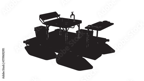 Professional fishing boat setup with integrated sink, cooler, and bait station, perfect for anglers seeking ultimate convenience and a productive day on the water.