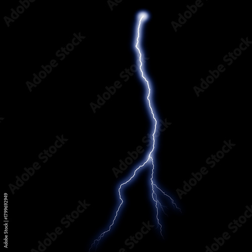 Straight blue plasma electricity line isolated