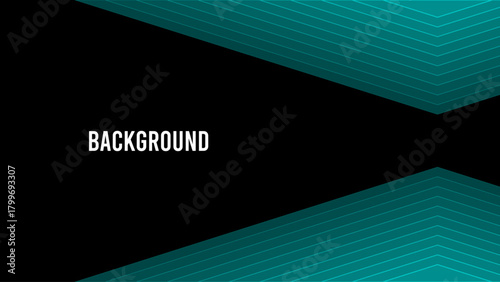 Black abstract background with turquoise overlay triangular pattern, symmetrical frame