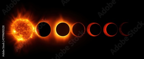 A series of suns are shown in different stages of their life cycle