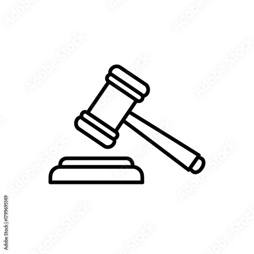 Judge Gavel Icon Representing Law, Legal Decision and Court Judgment