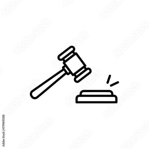 Judge Gavel Icon Representing Law, Legal Decision and Court Judgment