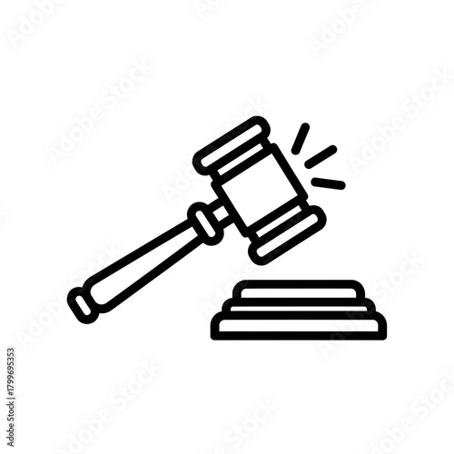 Judge Gavel Icon Representing Law, Legal Decision and Court Judgment