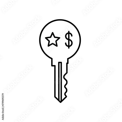 Key Icon with Star and Dollar Symbol Representing Premium Access and Financial Value