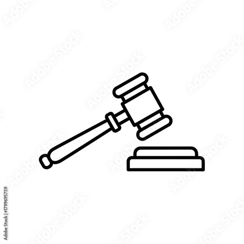 Judge Gavel Icon Representing Law, Legal Decision and Court Judgment