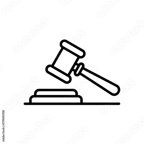 Judge Gavel Icon Representing Law, Legal Decision and Court Judgment