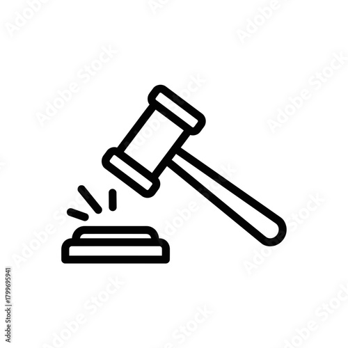 Judge Gavel Icon Representing Law, Legal Decision and Court Judgment