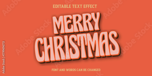 Merry christmas 3d vintage style text effect