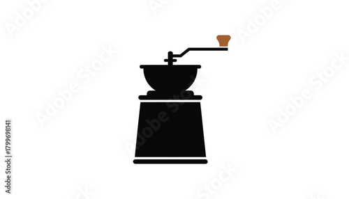 Vintage coffee grinder illustration simple flat isolated on white background cafe or restaurant use